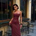 فستان ماكسي مرصع بأحجار الزركون